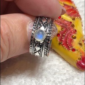 💍⭐️silver ring wide band “fidget” meditation -with moonstone